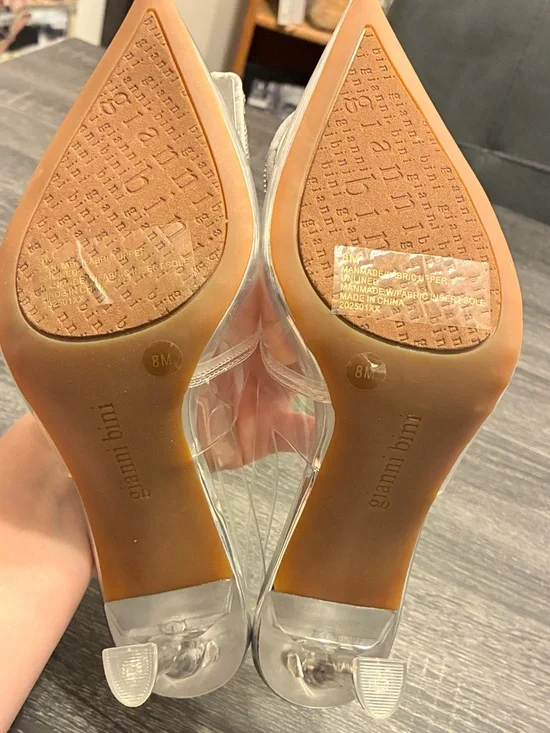 💎 Gianni Bini Clear Rhinestone Heels Size 8 Cinderella Pointed Toe Pumps - Picture 13 of 17